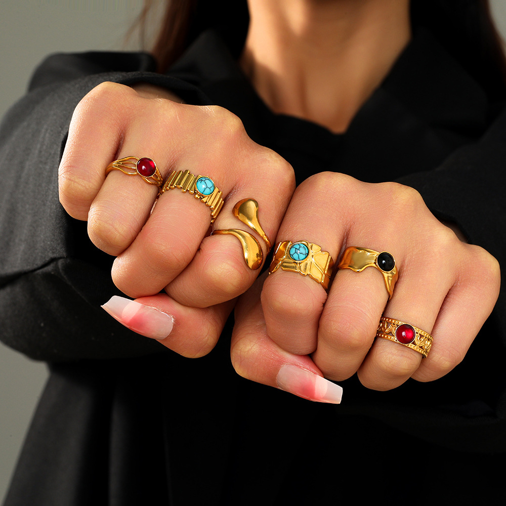 New titanium steel aged retro ring for women, anti-fading, cross-border bestseller, Gothic minimalist and niche design ring Specification drawing