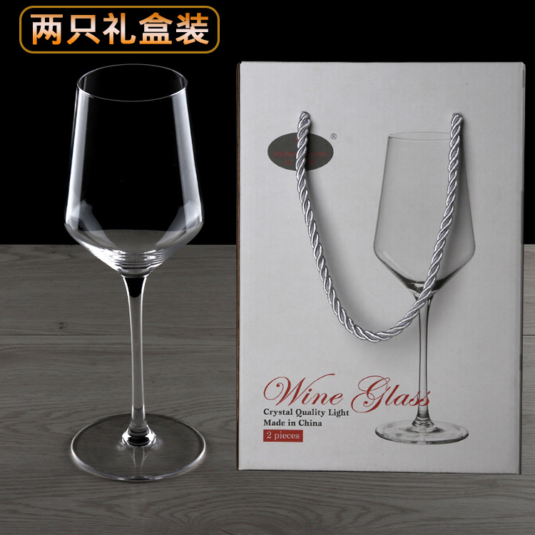 Wholesale crystal red wine glasses, tall wine glasses 2 pieces gift box set, Bordeaux wine glasses with LOGO printing available full figure
