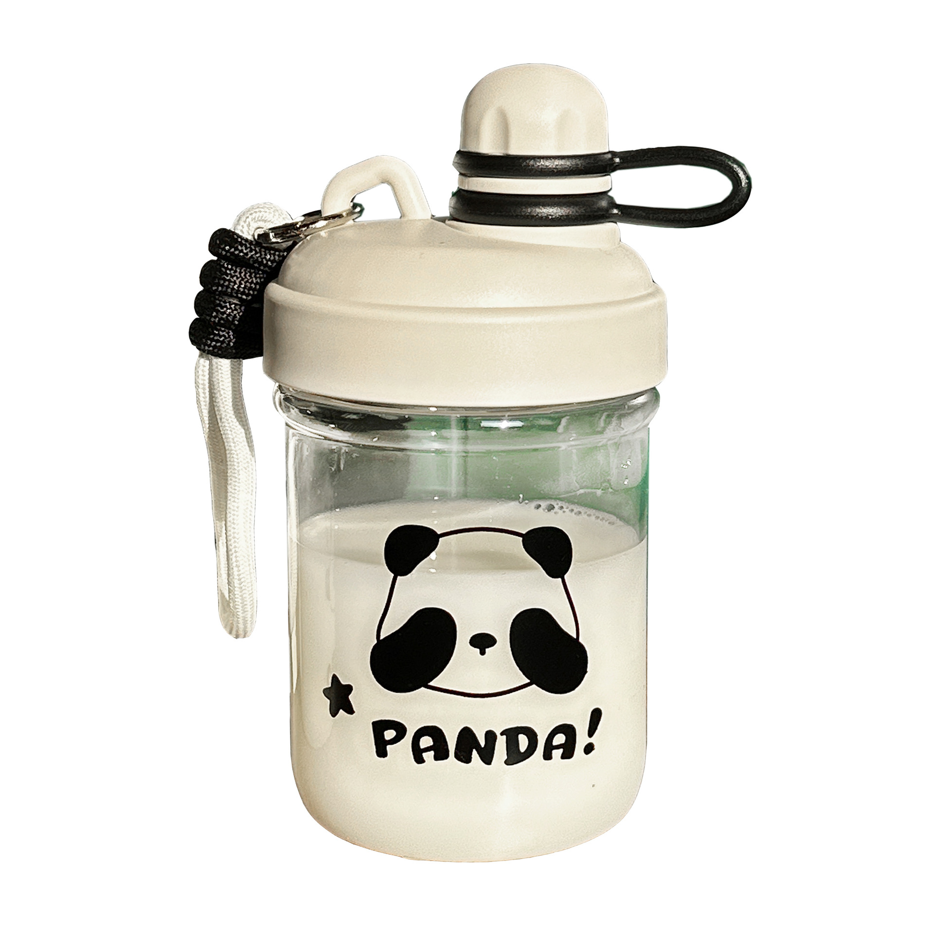 Cute panda water cups, adorable cartoon style, high appearance level student cups, portable direct drinking, anti-drop children's plastic cups wholesale Item Picture