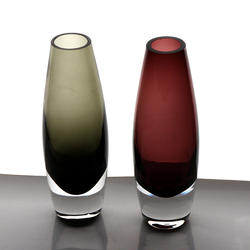 Cannonball vase, large-belted vase, flat-mouthed cannonball, colored vase, decorative hydroponic flower arrangement, glass vase details Picture