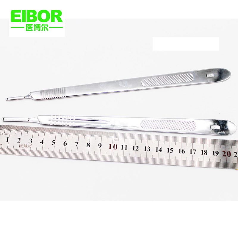 Stainless steel knife rest, stainless steel medical knife handle, medical surgical knife rest, medical surgical knife handle 3#, 4#, 7#, 9# Specification drawing
