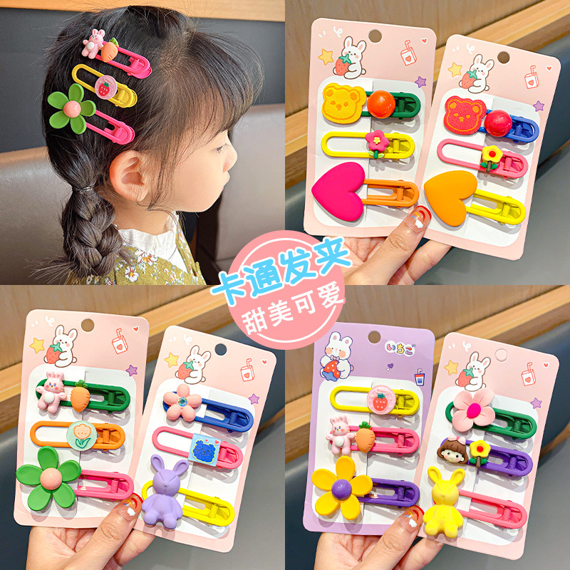 Colorful children's hair clips set, cute cartoon side clips for girls, little girls' bangs clips, hair clips, duckbill clips full figure