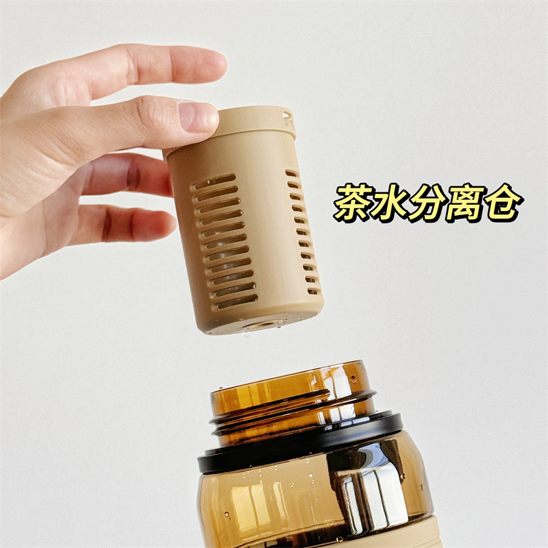 Wholesale of portable large-capacity sports water cups with straws, direct drinking cups for students going to school in summer, and plastic cups for separating tea and water Application Scenario
