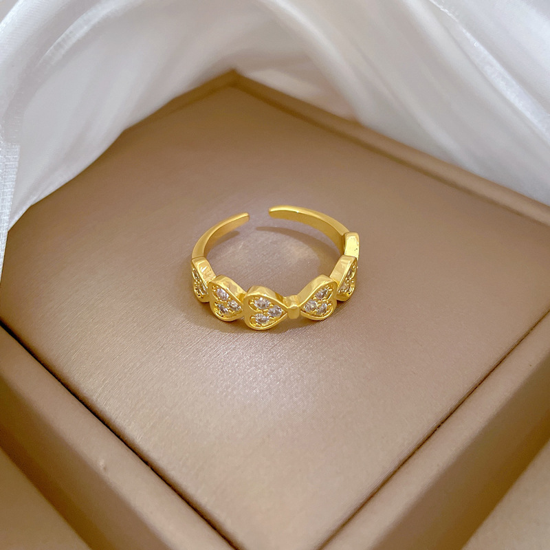 【 True Gold 】 Heart-to-Heart, full diamond ring with adjustable opening, simple Japanese-style ring couple rings Application Scenario