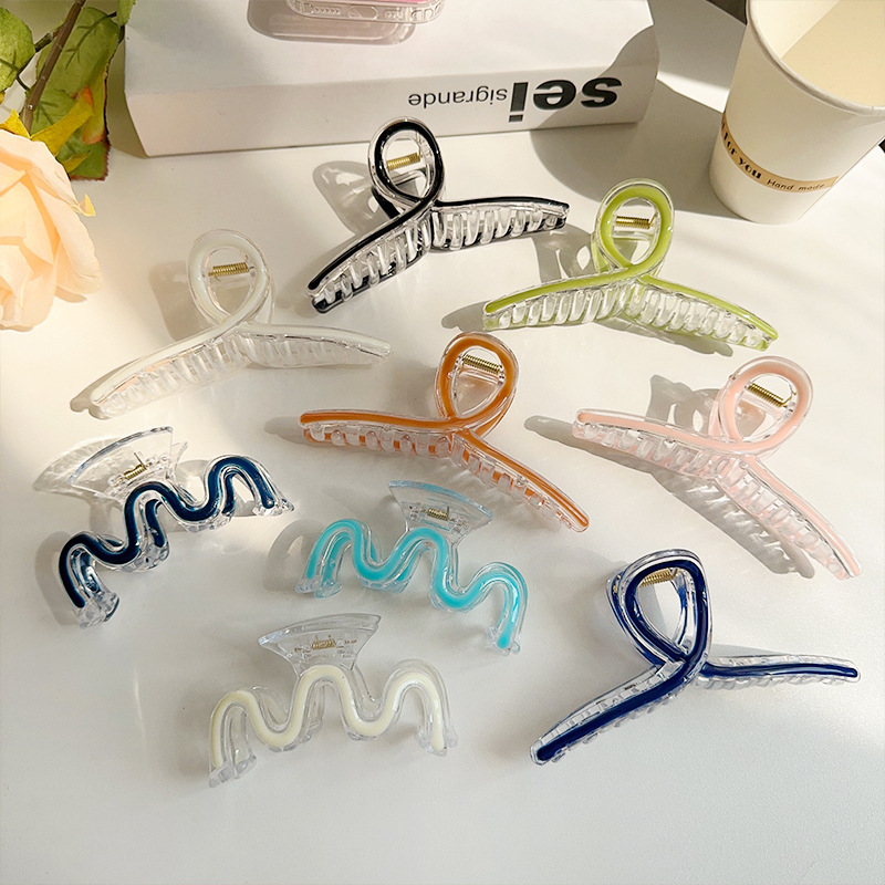 High-end style hairpin at the back of the head, elegant Korean large shark clip, new oil-dripping colored hairpin full figure