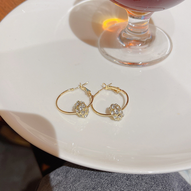 European and American cross-border fashion and individuality zircon ball ring earrings, irregular water diamond pendant earrings, 2025 new style earrings Application Scenario