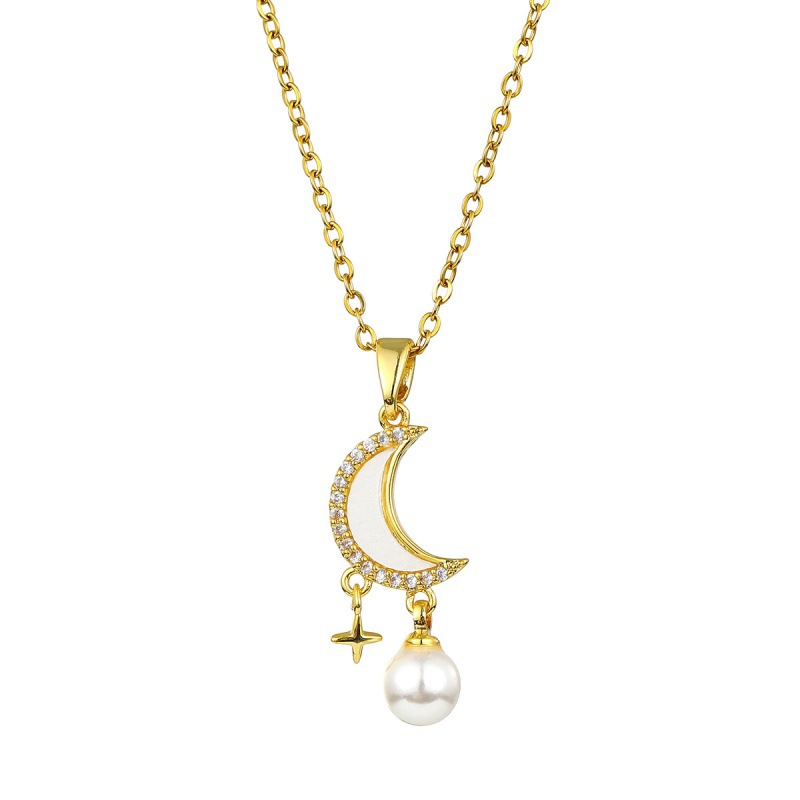 European and American light luxury simple titanium steel necklace for women's fashion light luxury silver copper micro-inlaid pendant full of diamonds high-end collarbone chain Item Picture