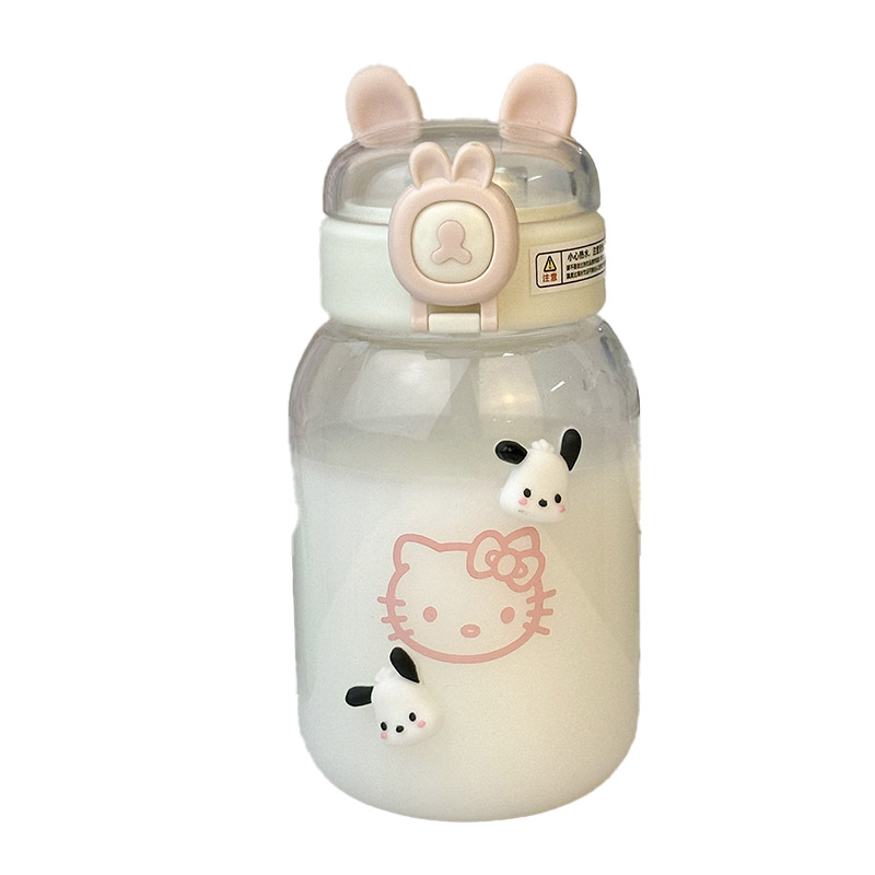 2024 New plastic water cup for female office workers, heat-resistant, shockproof, portable dog straw cup Item Picture