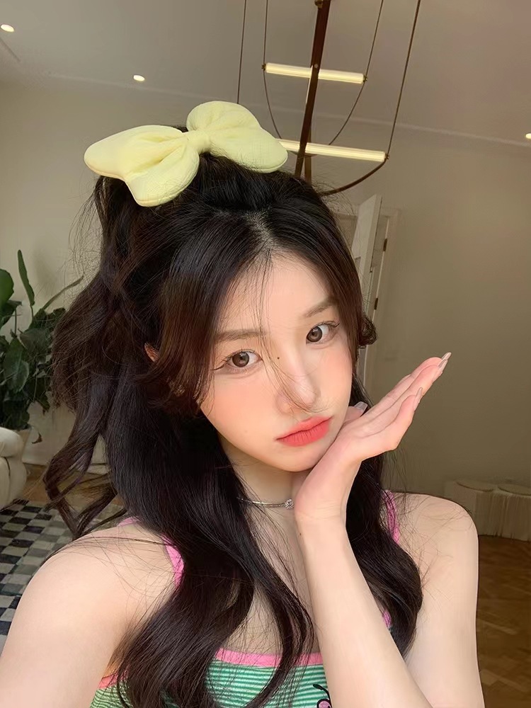High-scoring bow hairpin top clip, princess head sponge high ponytail spring clip, elegant and versatile hairpin and hair accessory for Internet celebrities Specification drawing