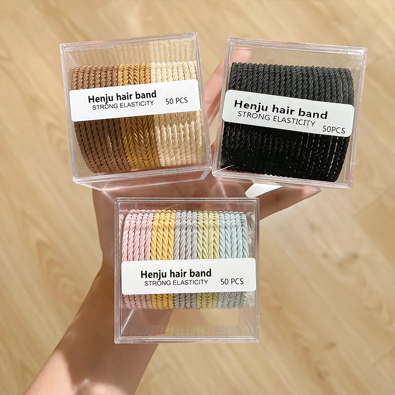 Hair tie with storage box, female Morandi color hair tie, durable and won't damage hair, high-elasticity leather band hair accessory and headwear Specification drawing