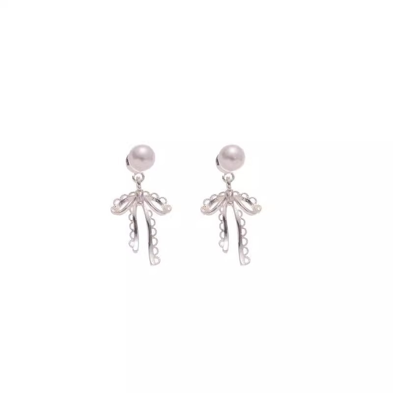 Exquisite bow pearl earrings for women, light luxury, niche and high-end style earrings, 2025 new style elegant earrings wholesale Item Picture