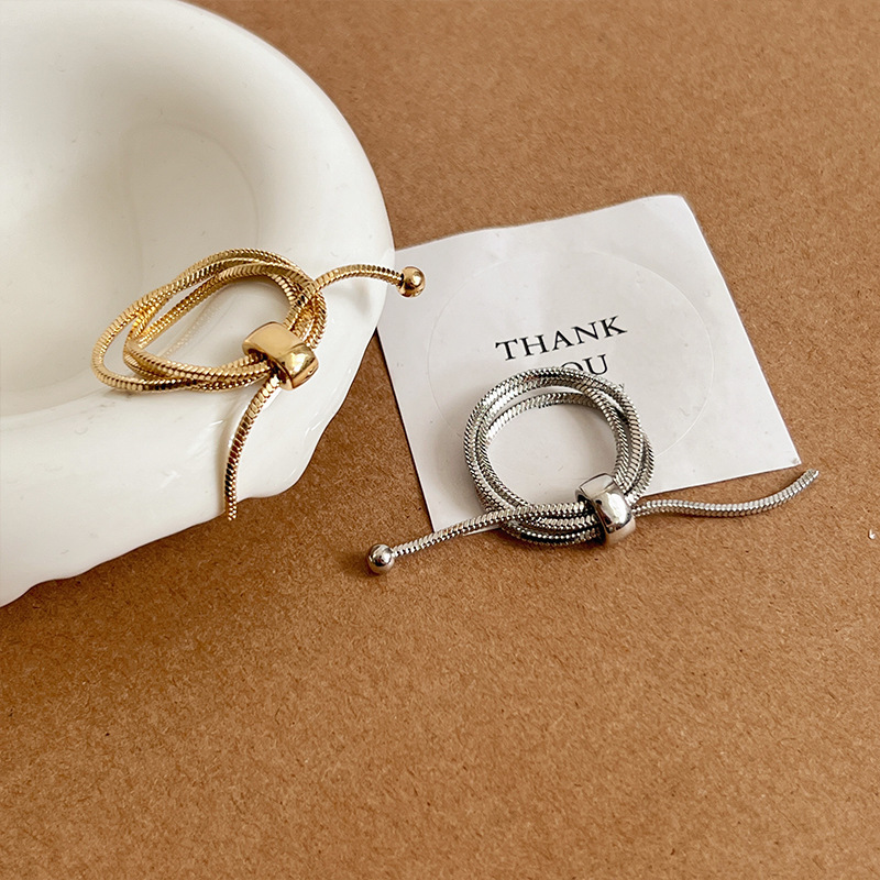 The pull-out snake bone ring exudes a French light luxury and high-end feel. It features a niche design with a simple and elegant metal adjustable ring Application Scenario