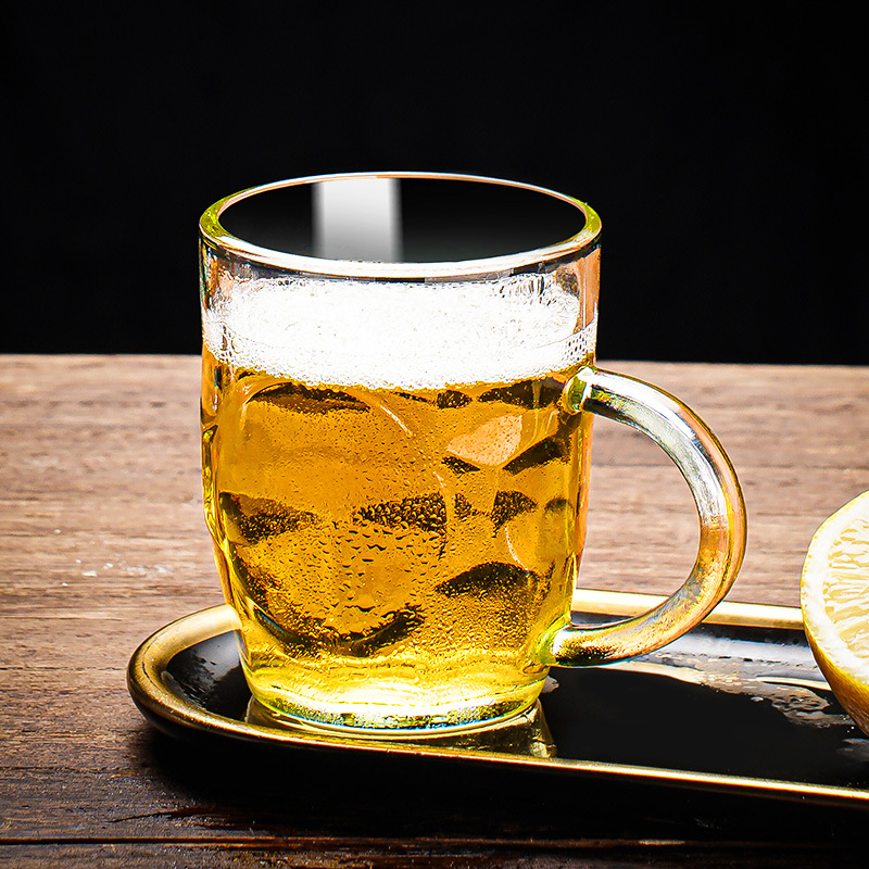 Draft beer cups, water cups, household cups, heat-resistant glass cups, tea cups, large-capacity guest cups, pineapple cups with handles, beer mugs Item Picture