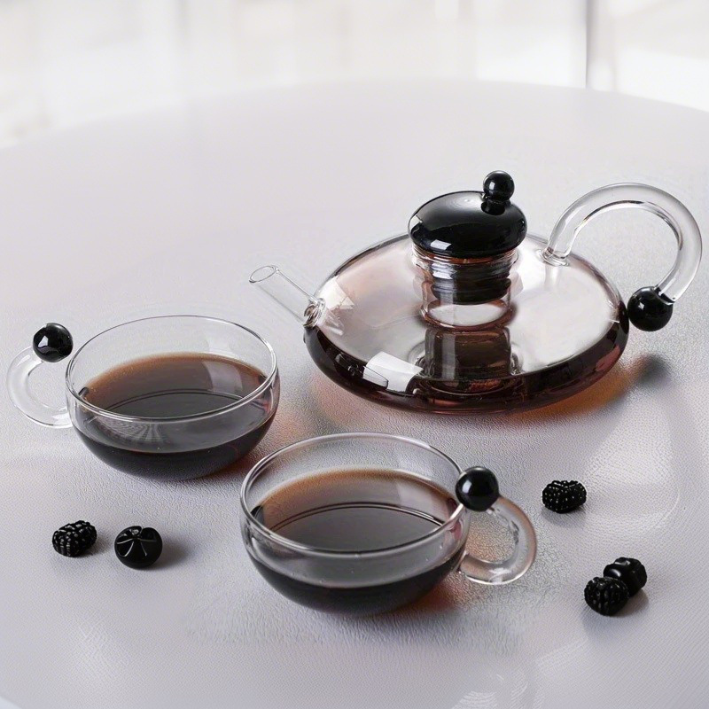 Cross-border glass teapot, heat-resistant glass tea set, household coffee pot, high borosilicate high-temperature resistant filtering teapot full figure
