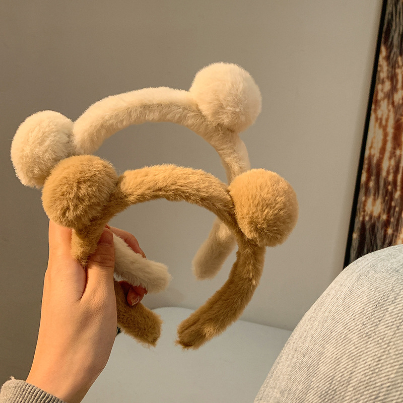 Autumn and winter bear ear plush hairband, cute cartoon, special hairpin for girls to wash their faces and apply masks, furry headband Specification drawing
