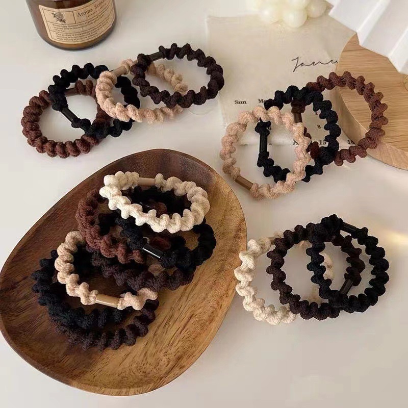 New high-elasticity hair tie for women, simple and durable threaded hair band, autumn and winter hair tie rubber band, high ponytail hair tie details Picture