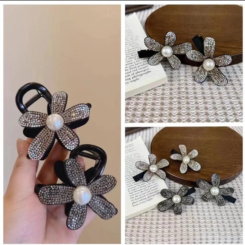 Xiaoxiangfeng Full Diamond Flower Hairpin for Women, 2024 new style bangs hairpin, side clip, side cut hair arrangement, duckbill clip full figure