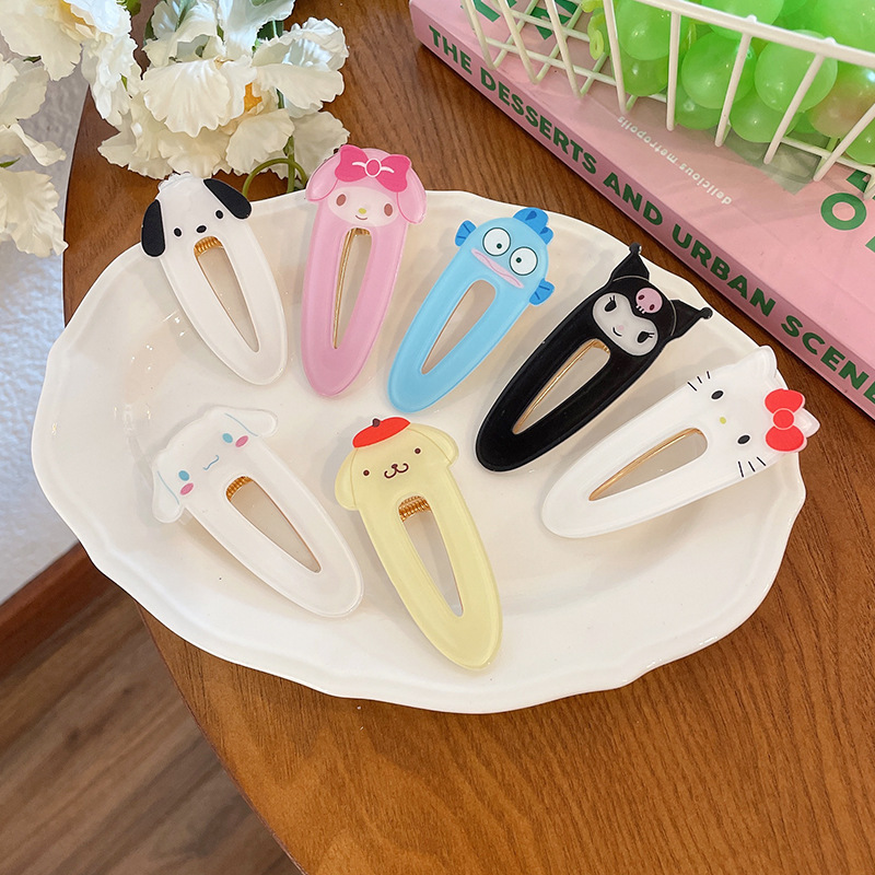 Korean-style duckbill clips, acrylic Sanrio cinnamon dog bangs clips, bb clips, cute girl hair clips, hairpins for students full figure