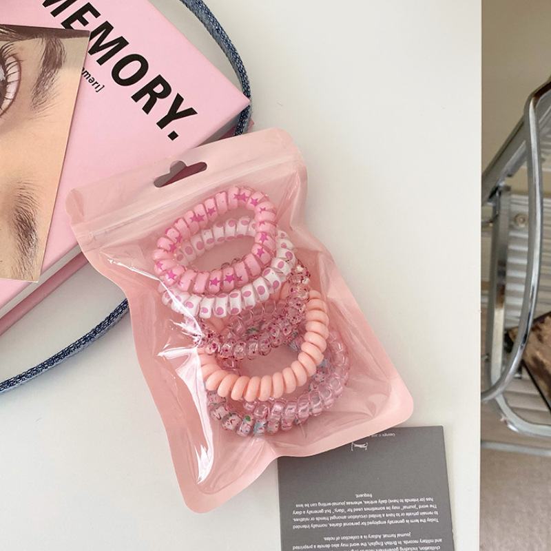 Summer dopamine candy-colored telephone line hair band, simple hair tie, basic hair tie, high elasticity, durable and new Application Scenario