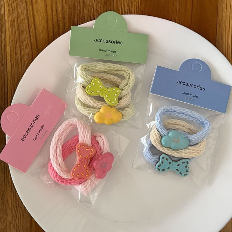 Colorful bow hair band three-piece set, braided hair tie, cute rubber band hair tie, ponytail versatile hair accessory Specification drawing