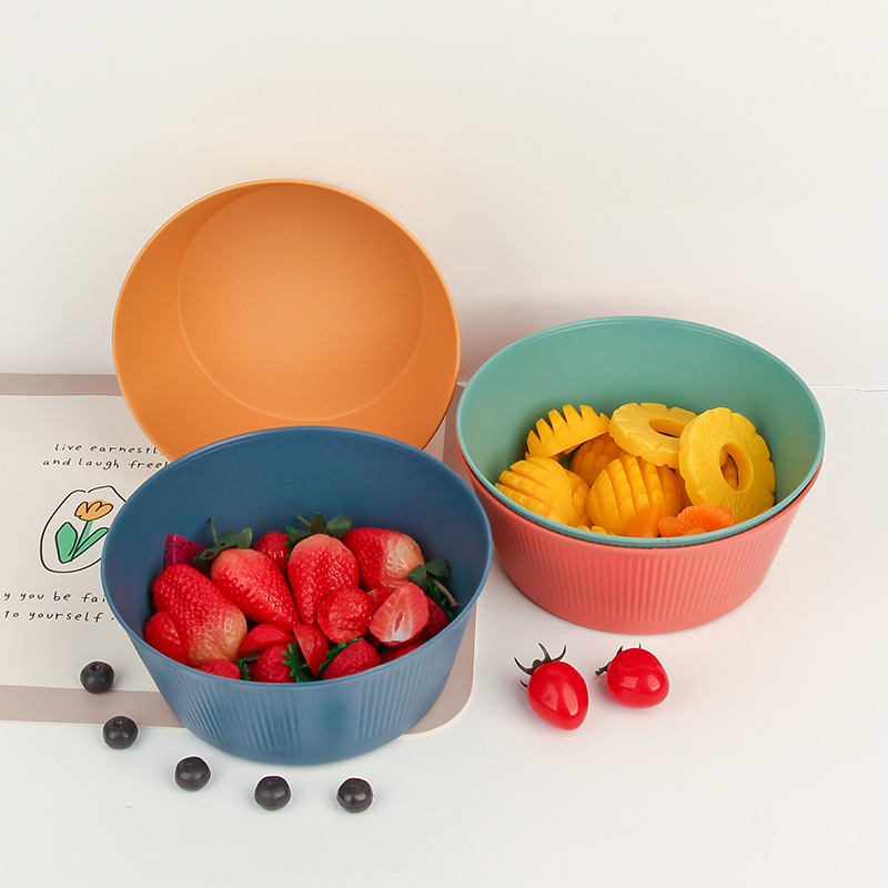 Cross-border Amazon wheat straw fruit basin, household kitchen vegetable salad basin, multi-functional fruit cooking basin Application Scenario