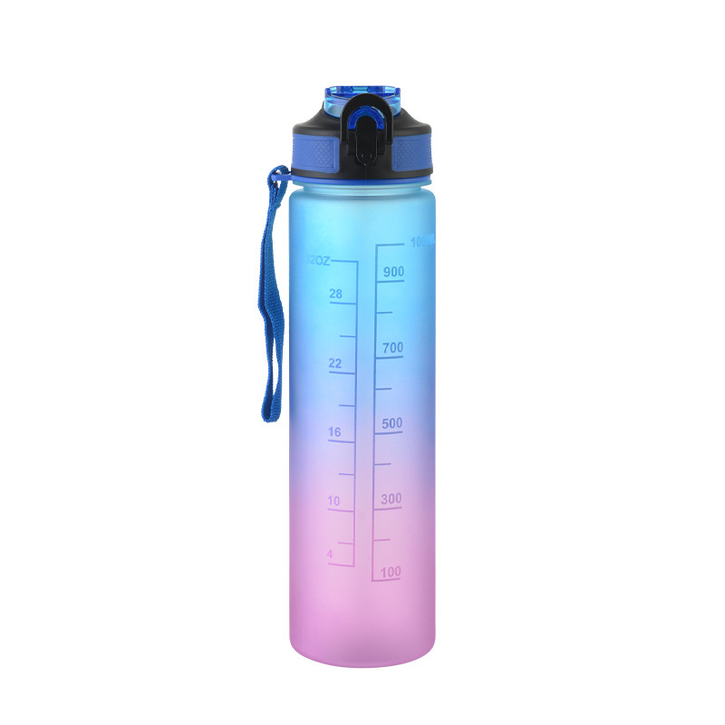 Customized water cups, straw cups, frosted cups, gradient color large-capacity water bottles, outdoor sports water cups, straw plastic cups Item Picture