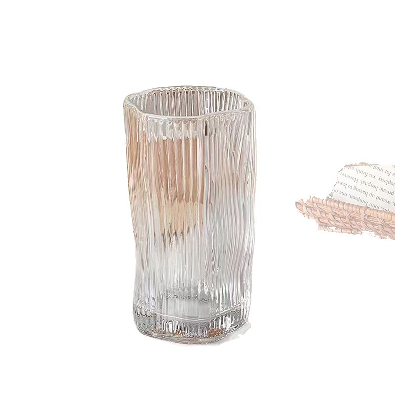 Irregular twisted cup, InS-style home iced American coffee cup, latte cup, glass water cup, juice drink cup Item Picture