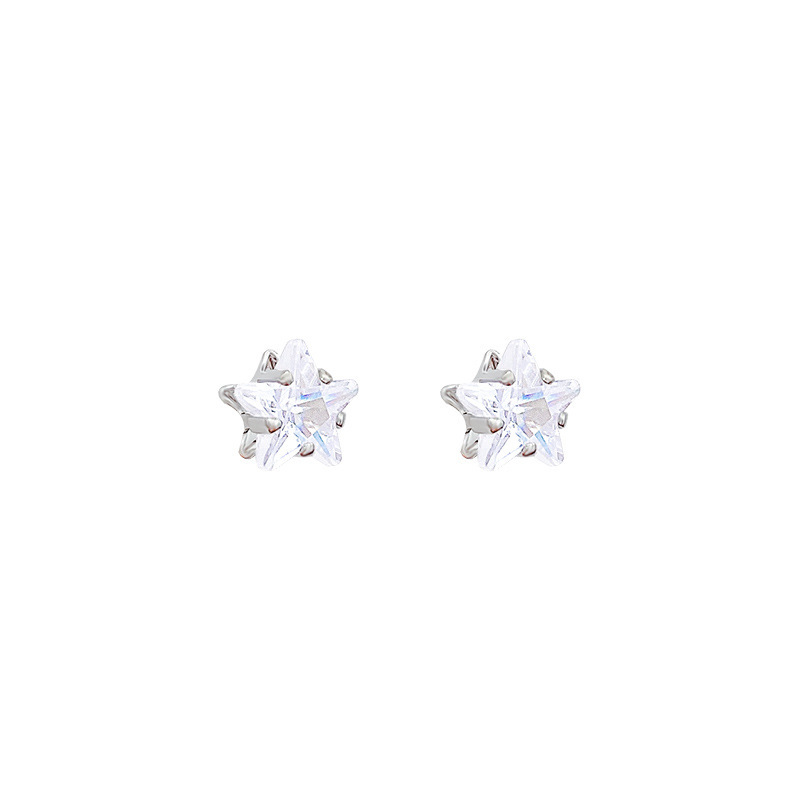 S925 Silver Needle Exquisite Zircon star Earrings, women's cold style, simple and high-end feel, five-pointed star stud earrings wholesale Item Picture