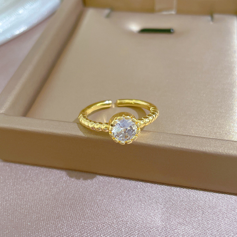 【 Real Gold 】 Minimalist Zircon open-top ring for women, a niche Japanese and Korean index finger ring with a simple design sense, a social media sensation Specification drawing