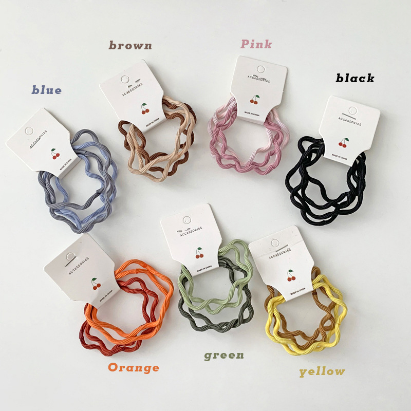 Korean basic candy-colored high-elasticity hair-non-damaging rubber band, girlish heart hair band, wavy hair tie and hair accessory Specification drawing