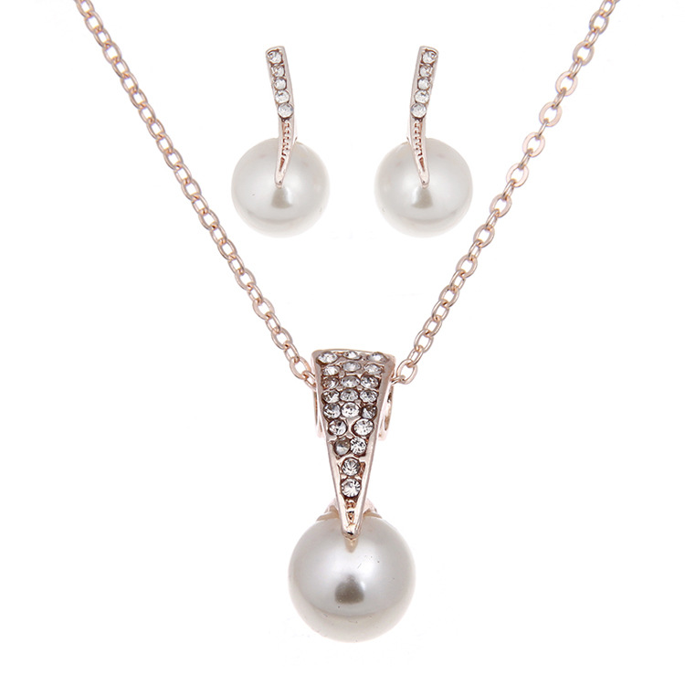 Exquisite pendant, beautiful water drop full diamond pearl necklace, high-end water diamond pearl necklace, bridal set N3356 full figure