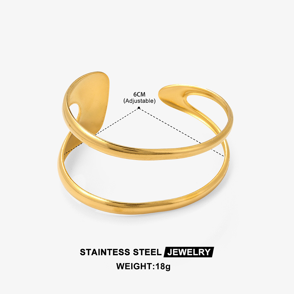 Ladies' cross-border bracelet, light luxury, gold-plated with an open design, exuding a sense of luxury. It's a bestseller in Europe and America, does not fade, and is available for wholesale from a powerful factory Item Picture