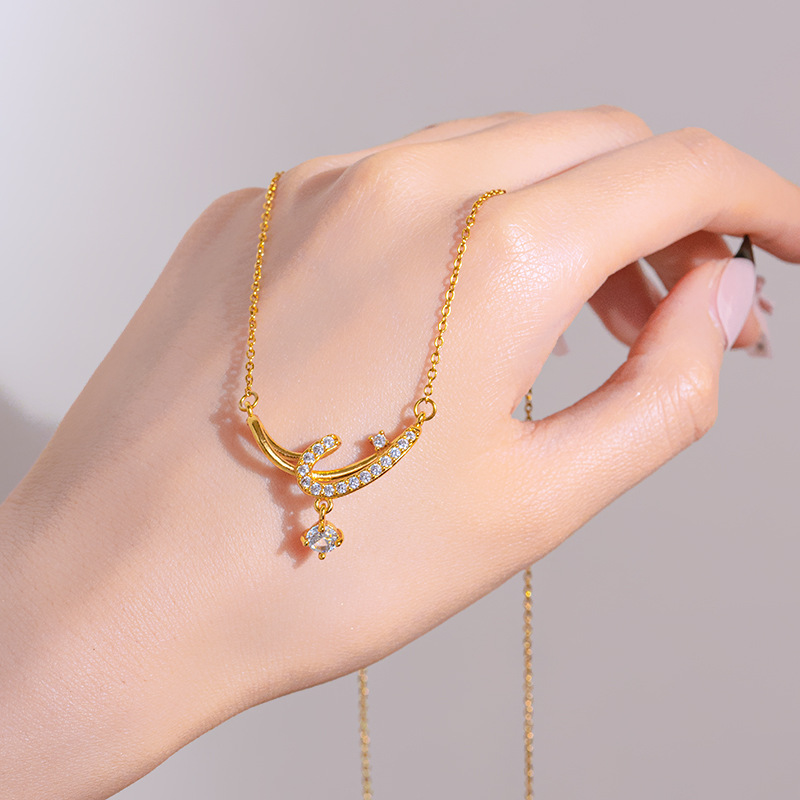 European and American fashion smile geometric tassel necklace, women's niche design sense, versatile collarbone chain, trendy online accessory wholesale Specification drawing