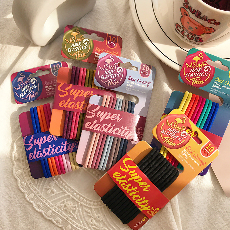 Colorful hair ties, women's hair ties, leather cases, best-selling hair ties in Dongdaemun, South Korea, simple and popular hair bands, small leather band headwear full figure