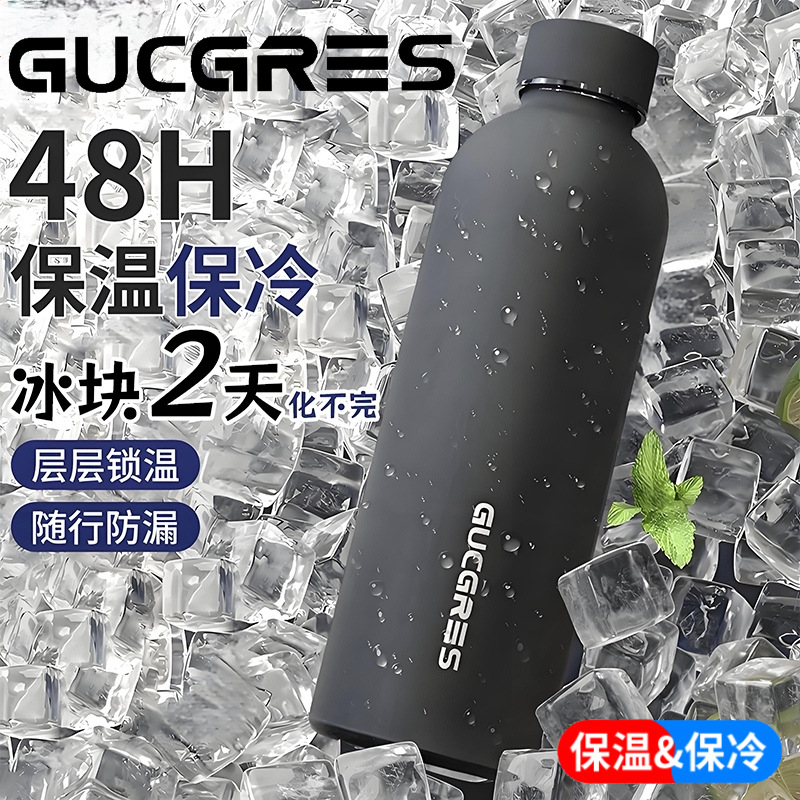 Cross-border household 304 stainless steel water cup, American-style portable large-capacity sports water bottle, simple small-mouthed bottle, insulated cup full figure