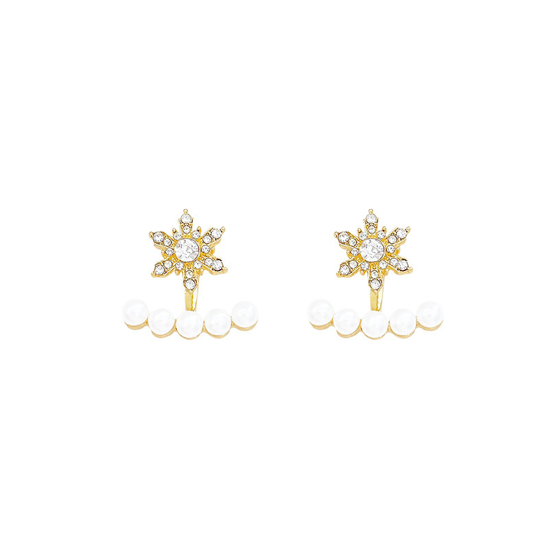 Zirconium snowflake pearl dual-wear earrings for women, exuding a high-end and elegant charm in autumn and winter. Christmas stud earrings, a light luxury bestseller Item Picture