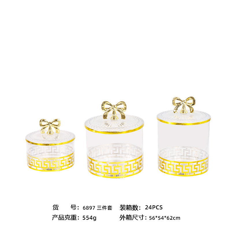 X10-6897-B Cross-border merchant transparent European retro high-footed gilded candy jar, seasoning jar, nut jar, light luxury European jar, storage jar Application Scenario