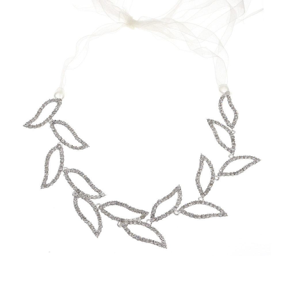 New Korean bridal accessories: Retro hollowed-out leaf headbands, wedding hair accessories, ins high-end alloy rhinestone headbands Item Picture