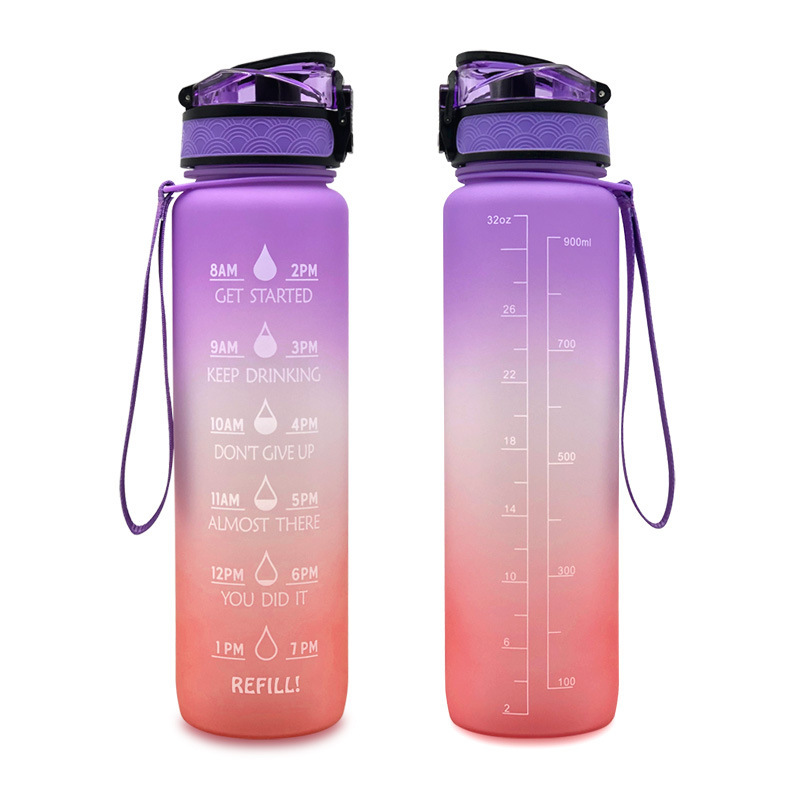 Amazon 1L gradient frosted travel cup, 1000ml space cup, bouncing lid student water cup, large capacity Specification drawing