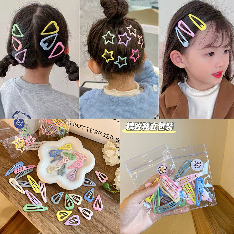 New children's oil-dripping metal bb clips, girls' hair clips, baby star style hair clips, bangs, broken hair clips, hair accessories and headwear full figure