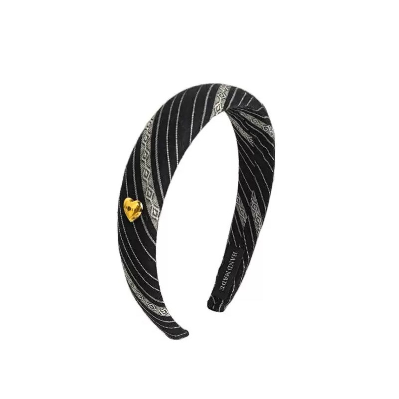 Korean-style fashionable striped color-blocking hair band for women's niche Instagram ~ Versatile hair accessory for pressing, breaking hair and high top of the head in 2024 Item Picture