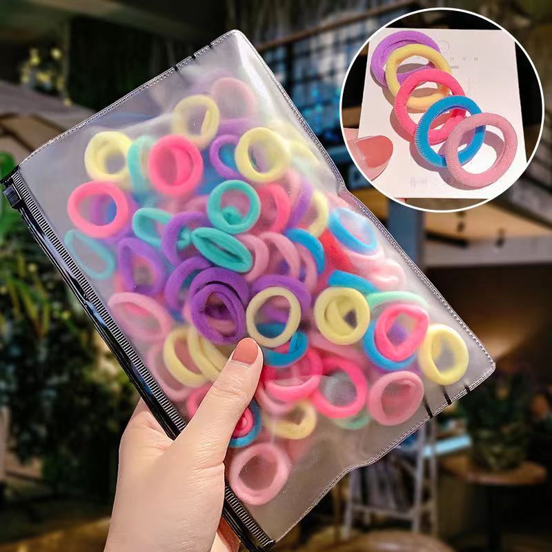 Korean version children's hair band, hair tie, seamless towel band, hair tie, high-elasticity rubber band, hair tie with a diameter of 2 CM, children's hair accessory details Picture