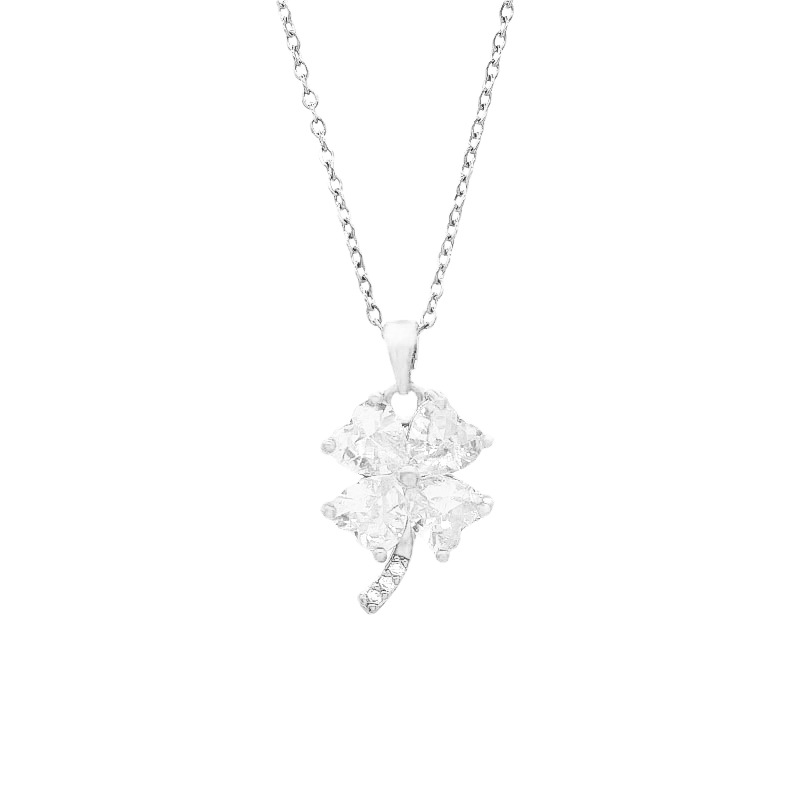 Light luxury and fashionable titanium steel necklace, versatile for women, super shiny four-leaf clover pendant, niche lucky collarbone chain wholesale Item Picture