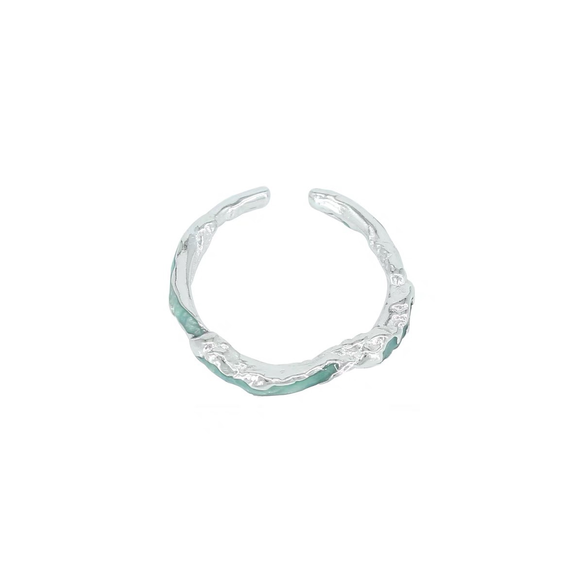 Cool and unique, light luxury mint-colored glazed open ring, a niche design for women, an Instagram cold style quality food ring Item Picture