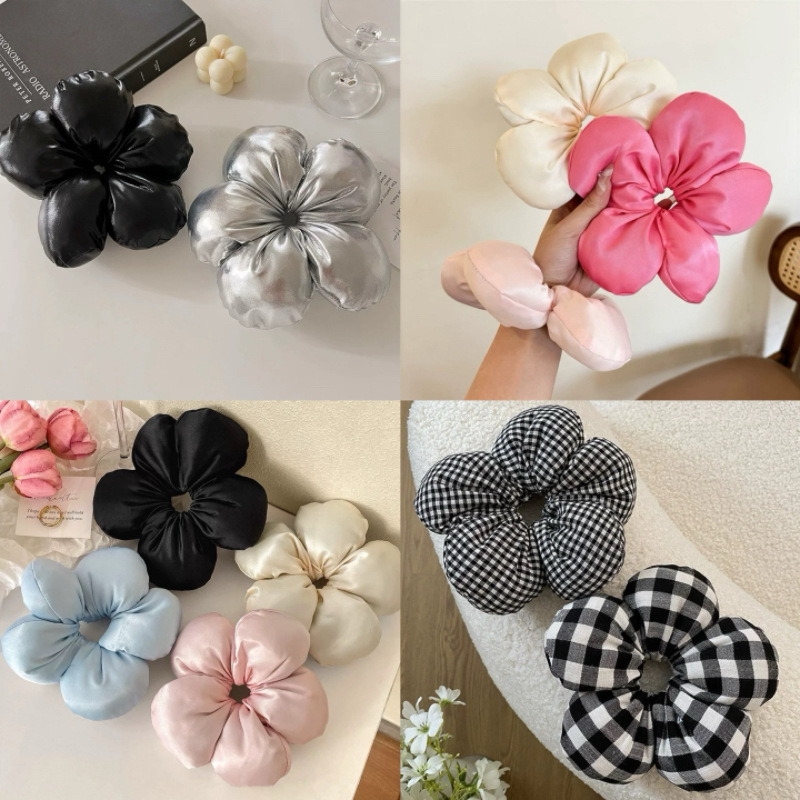 Flower large intestine hair band for women, 2024 new style, high-end style, bun hairstyle, flower hair tie, sleep pillow, hair tie and hair accessory full figure