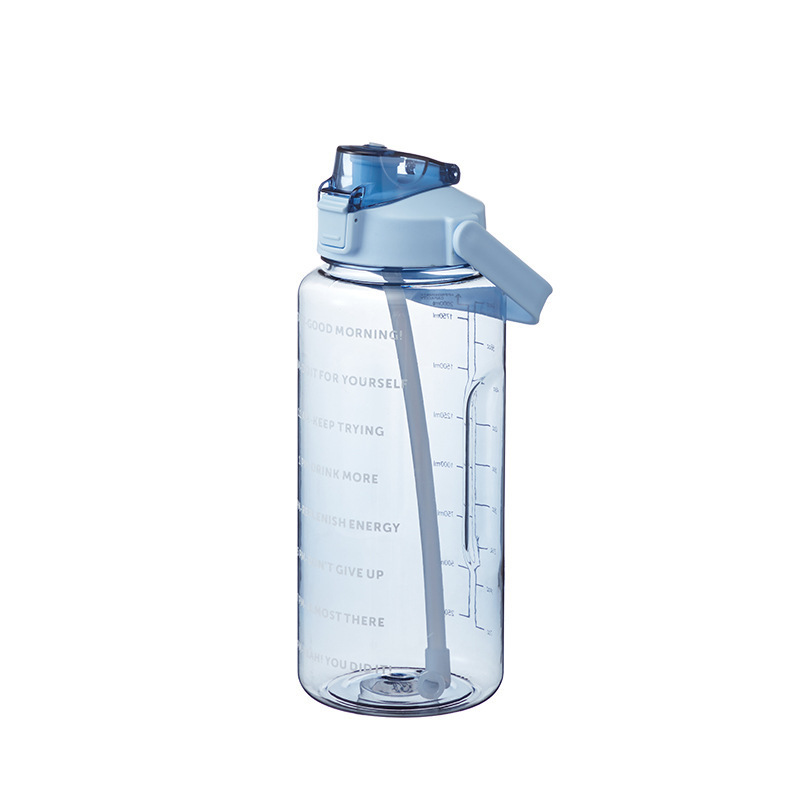 2000ML straw cup, plastic sports water cup, graduated water bottle, portable space cup, bouncy large-capacity water bottle details Picture