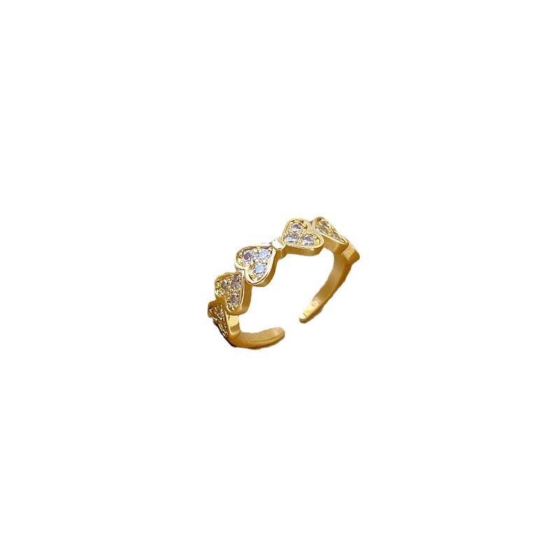 【 True Gold 】 Heart-to-Heart, full diamond ring with adjustable opening, simple Japanese-style ring couple rings Item Picture