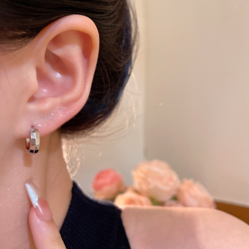 ins cold style plain ring earrings, unique and versatile for women, elegant and hot girl ear buckles, retro and niche personalized earrings wholesale Application Scenario