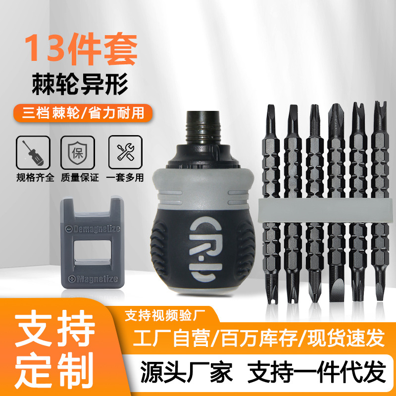 Wholesale 13-in-one ratchet screwdriver set S2 with extendable multi-functional head and cross screwdriver set full figure