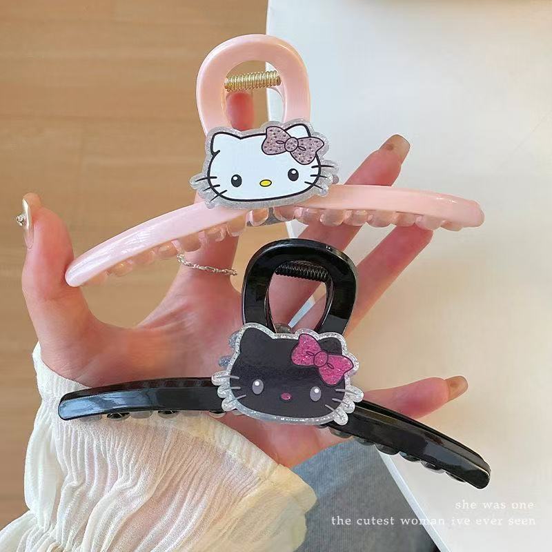 Cute cartoon cat hair clips, large female back head updo hair grabber, sweet and high-end shark clip accessories full figure